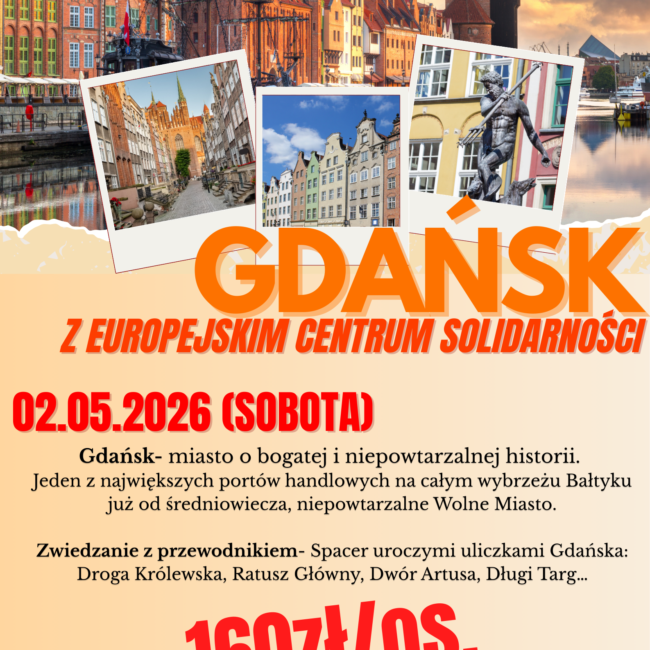Plakat wycieczki do Gdańska