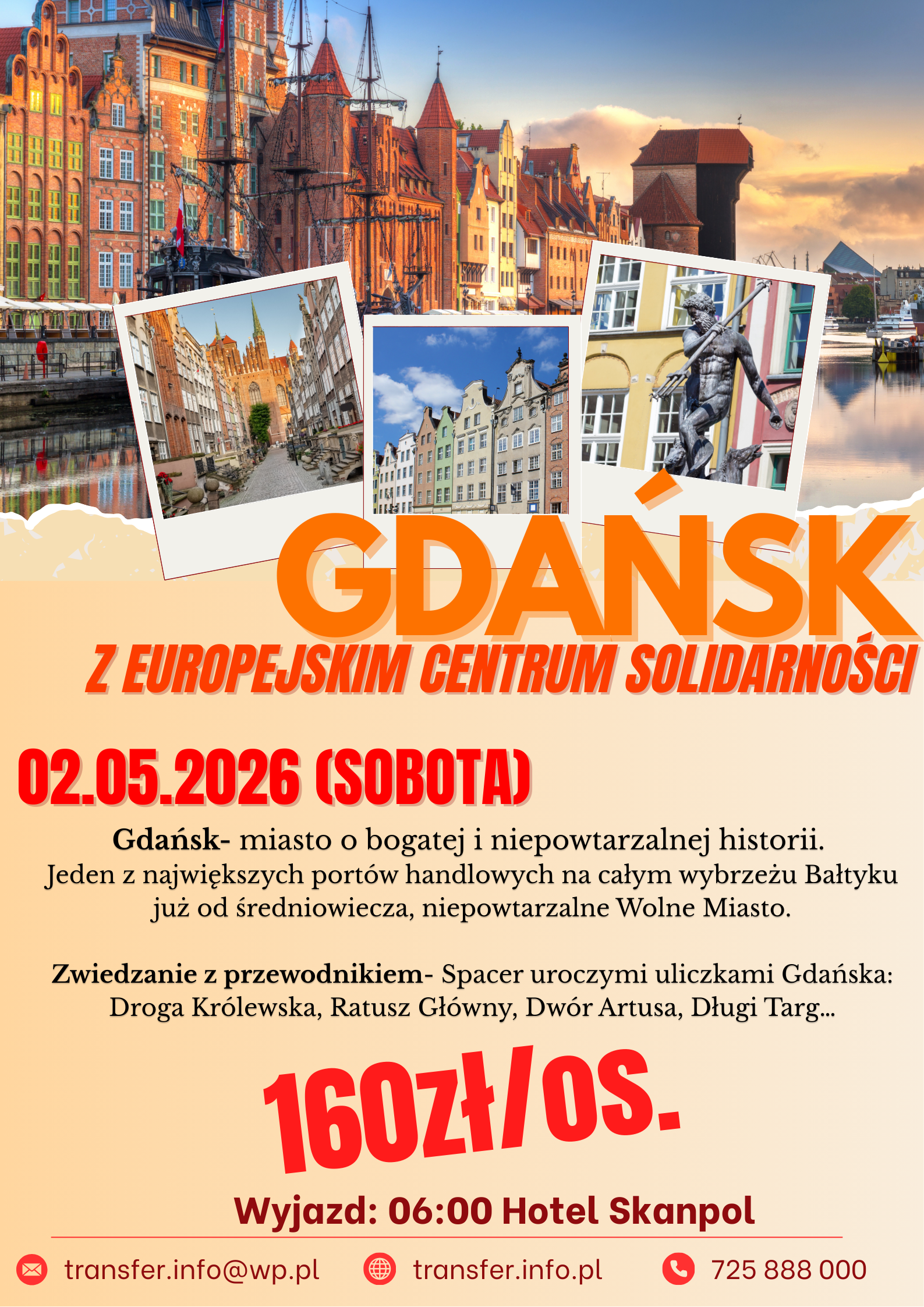 Plakat wycieczki do Gdańska
